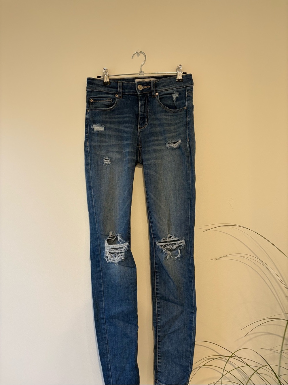 Garage Dark Blue Distressed Skinny Jeans